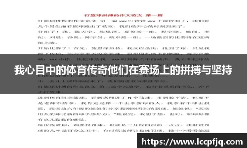 我心目中的体育传奇他们在赛场上的拼搏与坚持
