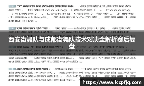 西安街舞队与成都街舞队技术对决全解析赛后复盘